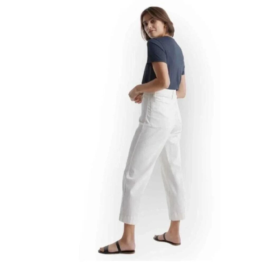 Quince Womens Organic Stretch Cotton Twill Wide Leg Crop Pant Size 27 Iv… - Picture 2 of 5